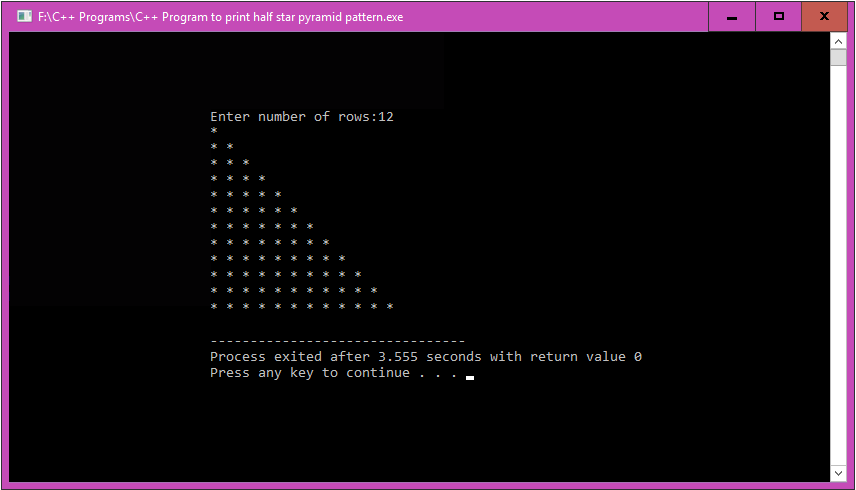 c-program-to-print-half-star-pyramid-pattern-c-programming